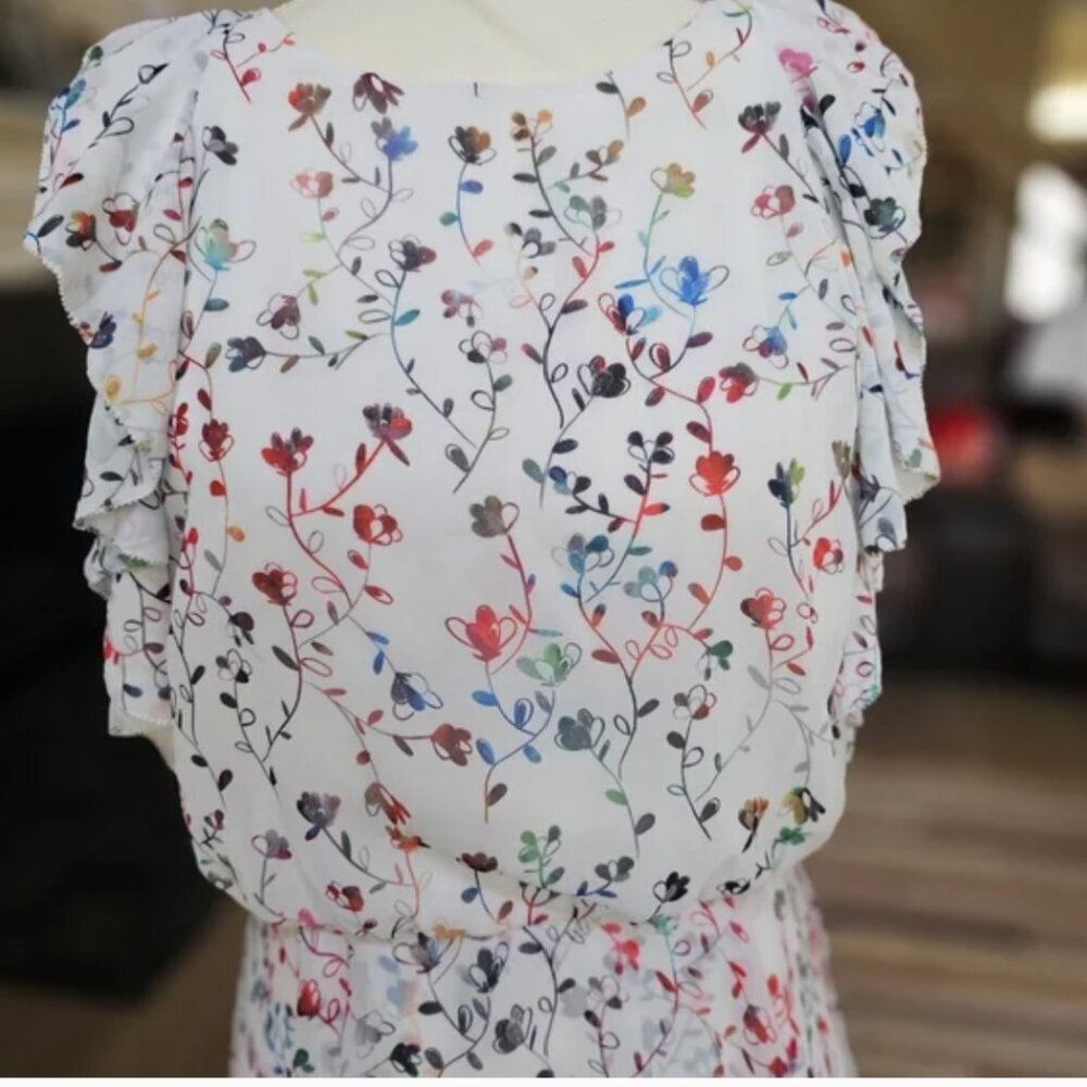 Monique Lhuillier floral romantic fairy  dress gown 10 - Picture 12 of 14